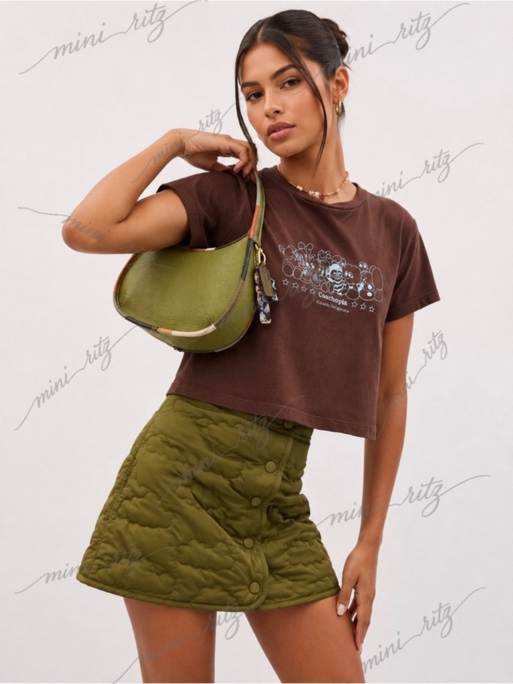 Coach Retail CL701 Ergo Bag In Croc Embossed Coachtopia Leather Olive Green NWT
